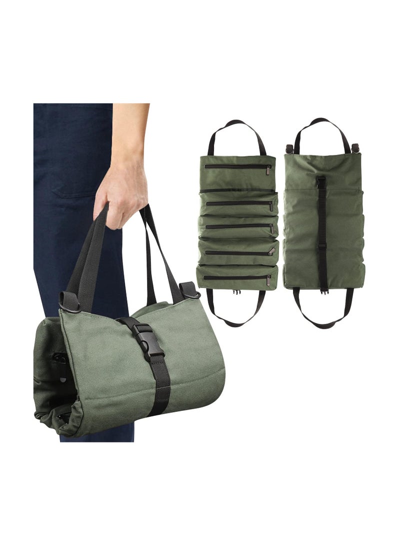 Purpose Tool Roll Up Pouches With Zipper Electricians Wrench Tool Roll Organizer (green) - Image 4